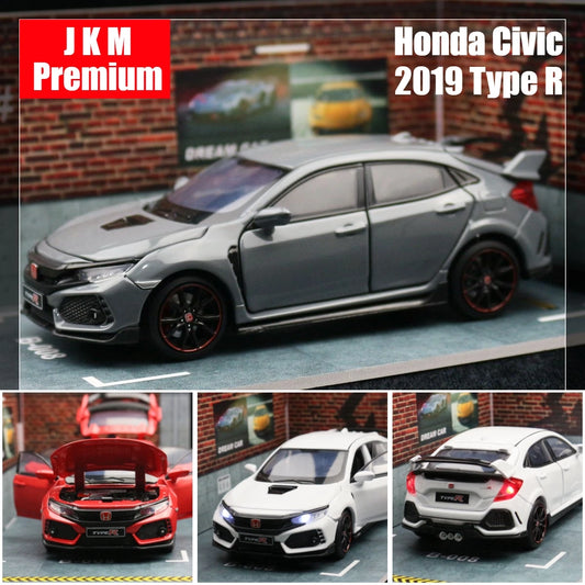 1/32 Honda Civic Type R Diecast Toy Car - Pull Back, Openable Doors, Sound and Light - Perfect for Collection, Gift, and Boys